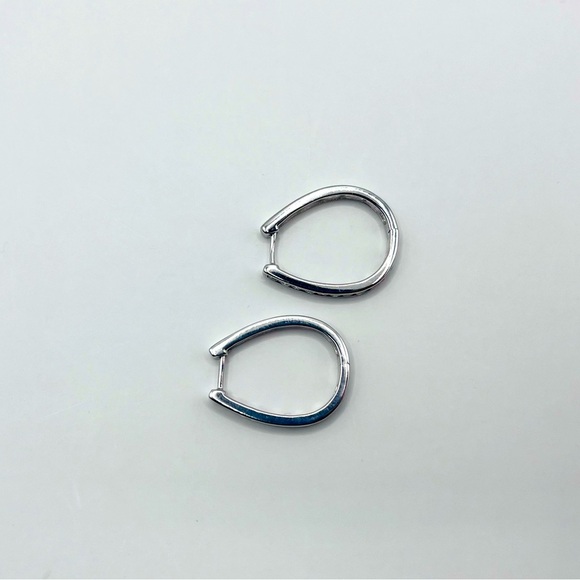 1.00 cts Natural Diamond Channel Large Hoops Sterling Silver - Picture 5 of 6